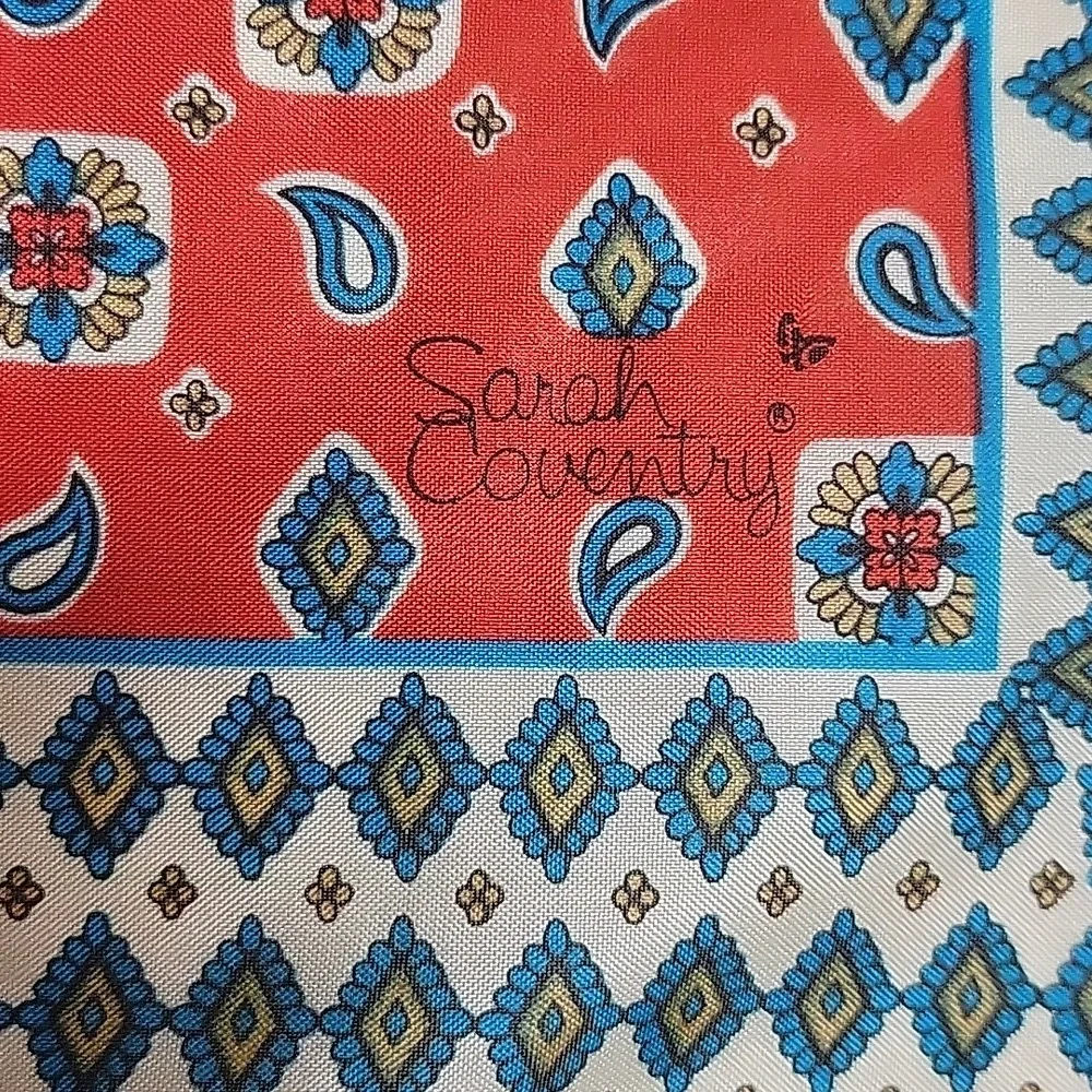 Vintage Sarah Coventry Paisley-Inspired Geometric Scarf | 31” | Made in Italy - Picture 4 of 11